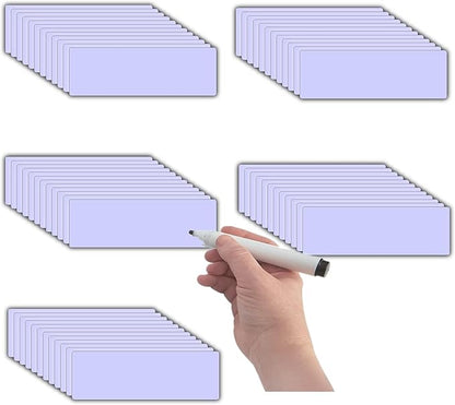 Magnetic Dry Erase Magnets Labels(1x3",Pack of 60) Reusable Name Tags,Organizing Schedules in Office/Classroom.Work on Fridge/White Board,Pastel Colors(Light Purple)