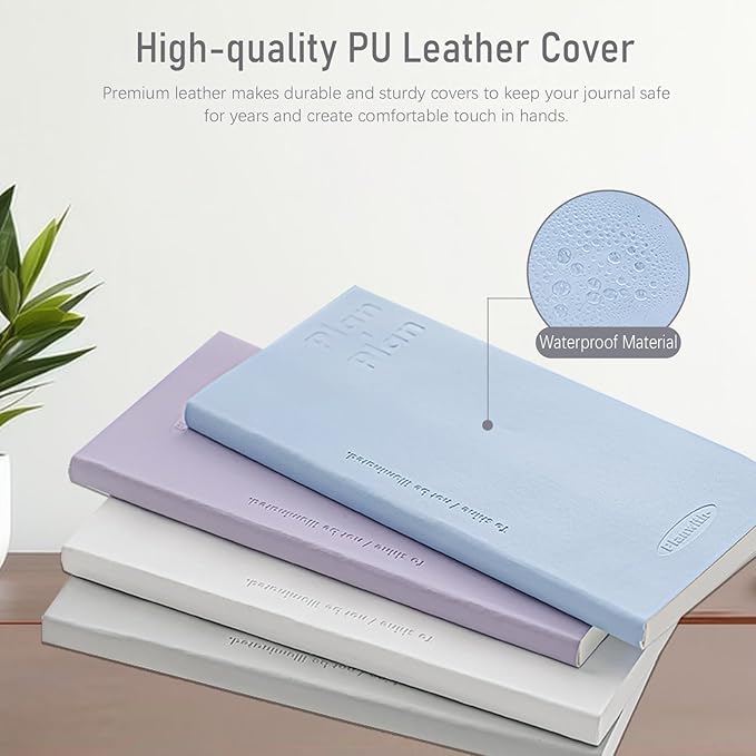 Soft Leather Pocket Notebook - 3.5" x 7.3" - to Do List Daily Planner with 160 Pages & Stickers - Ideal for Daily Plans, School, and Office Supplies (Blue)