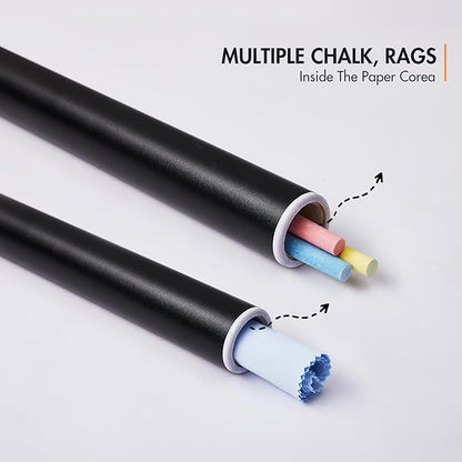 Chalkboard Wallpaper Stick and Peel: DIY Your Own Unique First Day of School Board Classroom Chalk Board Paint Self Adhesive Wall Paper with 8 Colorful Chalks (Black,17.5" x 157.5")