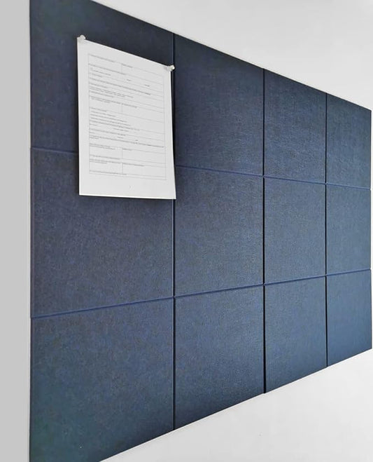 Large Office Cork Board Alternative - 47"x35" 12 Pack Felt Wall Tiles with Safe Removable Adhesive, Cork Boards for Walls Office Pin Board Tack Board Cork Board 48 x 36 – Dark Blue