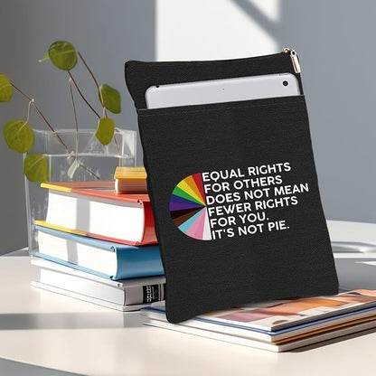 Book Themed Gifts Waterproof Book Sleeve Book Pouch LGBT Equality Rights Reading Gifts for Women Friends Book Covers for Paperbacks Book Accessories Book Protector with Zipper and Front Pocket