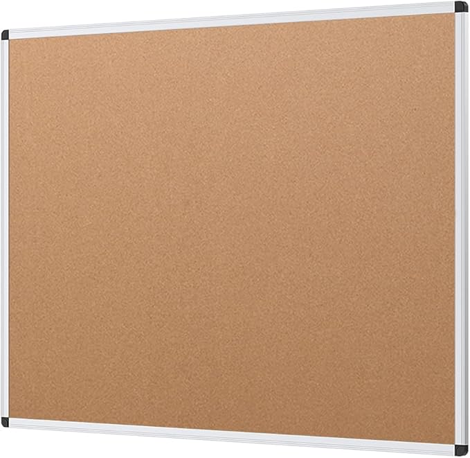 VIZ-PRO Cork Notice Board, 48 X 36 Inches, Pack of 2, Silver Aluminium Frame