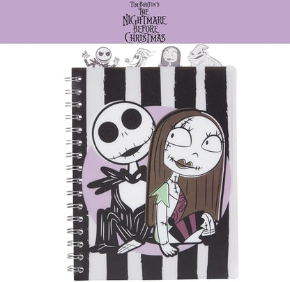 Innovative Designs Nightmare Before Christmas Tab Journal Notebook, Spiral Bound, 96 Lined Pages, 8 x 7 inches, Black/White