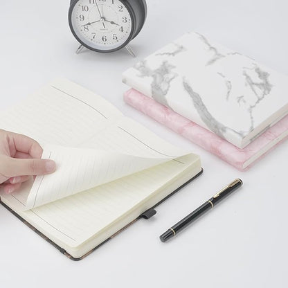 Lined Notebook Journal for Women Men 200 Pages A5 Hardcover Leather with Pen Holder College Ruled Journals for Work Note Taking Travel School (Lined, Sky Blue-B)