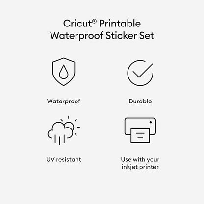 Cricut Printable Holographic Sticker Paper - US Letter Size (8.5in x 11in), Waterproof Sticker Paper for Printer, Compatible with Cricut Maker, Explore 3, & Cricut Joy Xtra, White (5 Ct)