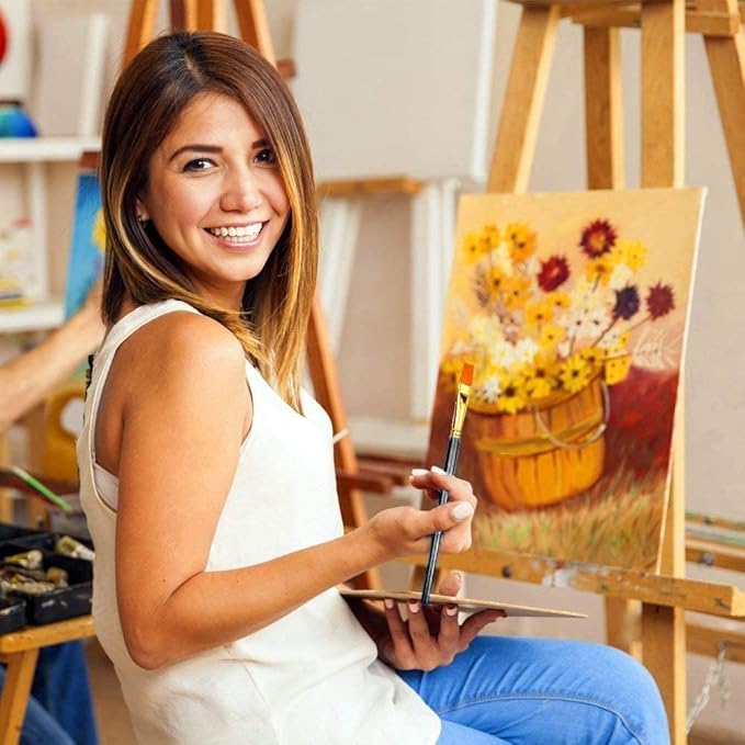 BOSOBO Paint Brushes Set, 10 Pieces Round Pointed Tip Paintbrushes Nylon Hair Artist Acrylic Paint Brushes for Acrylic Oil Watercolor, Face Nail Body Art, Miniature Detailing & Rock Painting, Black