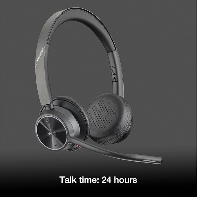 Poly Voyager 4320 UC Wireless Bluetooth Duo Headset (USB-C) Teams Version - Global Teck Bundle with Microfiber Cloth - Deskphone, PC/Mac, Works with Zoom, RingCentral, 8x8, Vonage