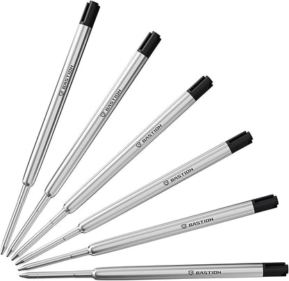 BASTION® Premium Pen Refill, Deeply Pigmented Ink for All Bastion Bolt Action Luxury Pens, Standard Ink Refill with 0.55mm Fine Tip - Black 6 Pieces