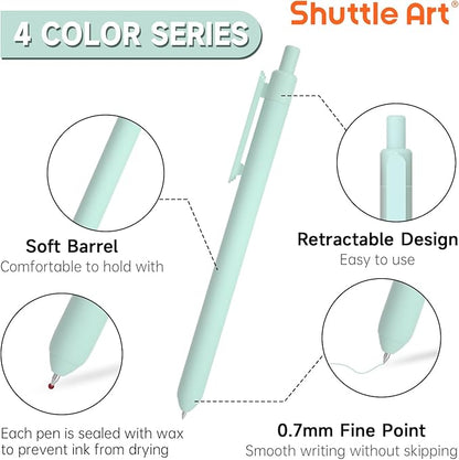 Shuttle Art Colored Retractable Gel Pens, 22 Ink Colors, 6 Mild 6 Pastel 5 Light Vintage and 5 Dark Vintage, Cute Pens Fine Point Soft Barrel for Writing Journaling Note Taking School Office Home