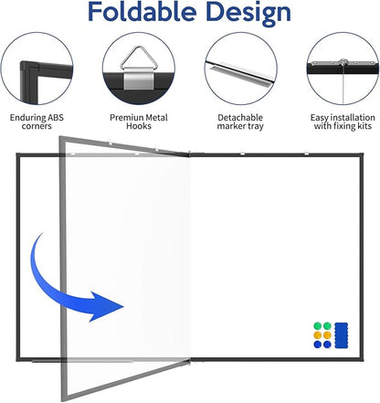 Large Whiteboard, Double Magnetic White Board for Wall, Dry Erase Whiteboard for Office Home & School (Black, 60x36 inch)