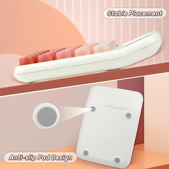 Mechanical Switch Calculator with Big Buttons, 12 Digits, Large LCD Display, Cute Pink Desktop Calculator, Aesthetic School Supplies for Office, School, Home & Business Use, Automatic Sleep (Pink)