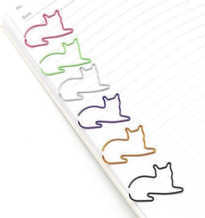 Adorable Cat Lover's Set: 6 Colorful Cat Paper Clips and Silhouette Cat Sticky Notes - Perfect Office Desk Accessories for Work and School