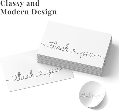 Thank You Cards with Kraft Envelopes and Stickers, Bulk Pack of 20, 4x6 Inch Professional Looking - Suitable for Business, Baby Shower, Wedding, Small Business, Graduation, Bridal Shower, Funeral