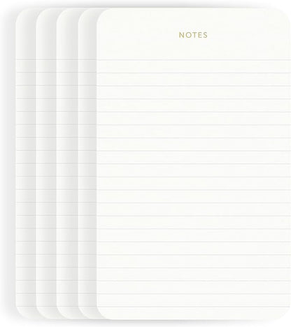 Elegant Desk Notepads for Professionals, Executive's Memo Pads, Minimalist, Gold Foiled, Lined, 5 Pack, 375 Sheets Total (75 Each), 6.3" x 3.9”, 80 GSM, Eco-friendly, FSC™ Certified