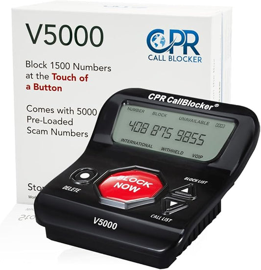 CPR V5000 Call Blocker for Landline Phones, Home Phones, Cordless Phones – Stop All Unwanted Calls, Robocalls, Scam Calls at a Touch of a Button - Join Over 1 Million Satisfied Customers