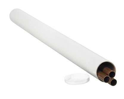 BOX USA BP2520W Mailing Tubes with Caps, 2-1/2" x 20", White (Pack of 34)