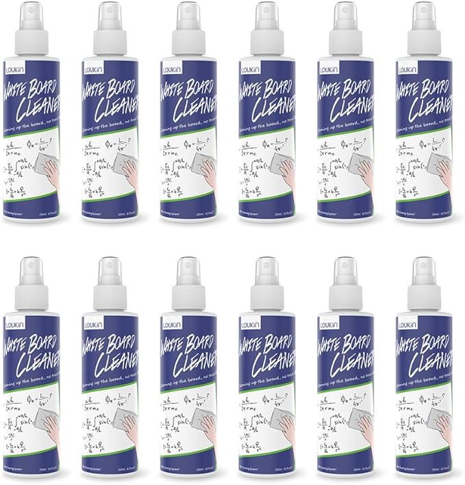 loukin Non-Toxic Whiteboard Cleaner, 8.5 fl oz Dry Erase Board Cleaner, Low-Odor White board Cleaning Spray, Removes Stubborn Marks from Whiteboards, Chalkboard (12-Pack)