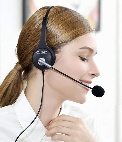 Callez RJ9 Office Phone Headset with Microphone Noise Cancelling, Telephone Headset Compatible with Landline Phones Polycom VVX411 311 410 500 400 300 301 310 501 401 201 601 250 Avaya Plantronics