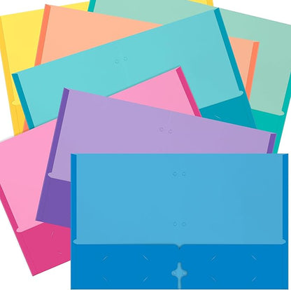 2 Pocket Folders, Assorted 7 Vibrant Colors with Complementing Interior Colors, Fits Letter Size Paper, for School, Office, Home (3 Hole Punched, 50)