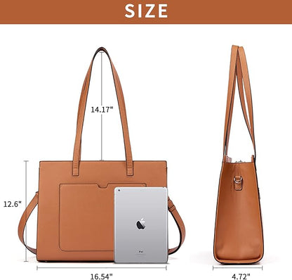 Telena Laptop Tote Bag for Women, 15.6 Inch Shoulder Tote Bag Leather Briefcase for Women, Large Capacity Handbag Bags