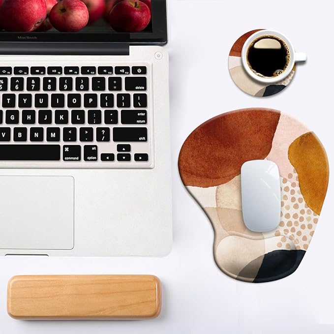 DOOKE Ergonomic Mouse Pad with Wrist Support and Coaster,Mouse Pads with Non-Slip PU Base for Home Office Working Studying Easy Typing & Pain Relief Aesthetic Art