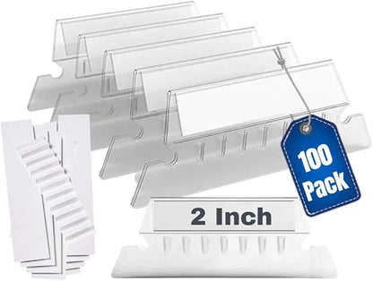 1InTheOffice Plastic Clear Tabs, and Inserts 2" x 5/8", 100/Pack (2")