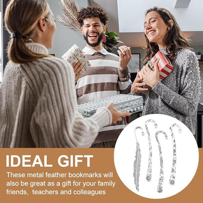 13pcs/Set Metal Bookmark for Women Men, Hairpin Hook Antique Tibetan Silver Carved Hook Bookmarks with Loop, Unique Charm Book Marker for Book Lovers Unique Gift