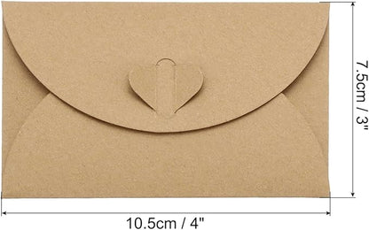 PATIKIL Gift Card Envelopes, 12 Pack Heart Shaped Clasp Small Gift Cards Holder Mini Envelope for Birthdays Weddings, Coffee