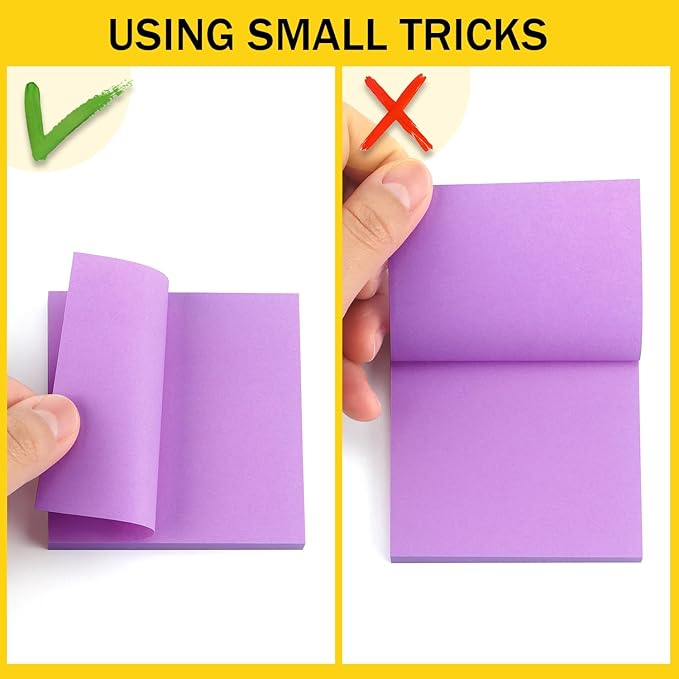 Sticky Notes 3x3 Self-Stick Notes Bright Colors Sticky Notes 8 Pads 80 Sheet/Pad (Purple)