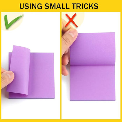 Sticky Notes 3x3 Self-Stick Notes Bright Colors Sticky Notes 8 Pads 80 Sheet/Pad (Purple)