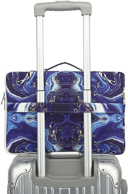 canvaslife 360° Protective Laptop Sleeve Case Bag with 3 Pockets for 14 inch Dell HP Lenovo Laptop and MacBook Pro 14 inch,Surface Laptop 14.4 inch (Blue marble)