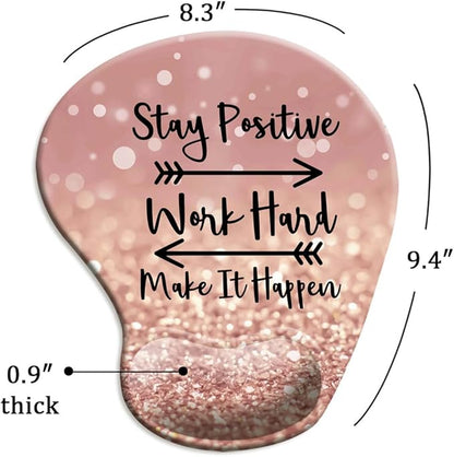 DOOKE Ergonomic Mouse Pad with Wrist Support and Coaster,Mouse Pads with Non-Slip PU Base for Home Office Working Studying Easy Typing & Pain Relief Stay Positive