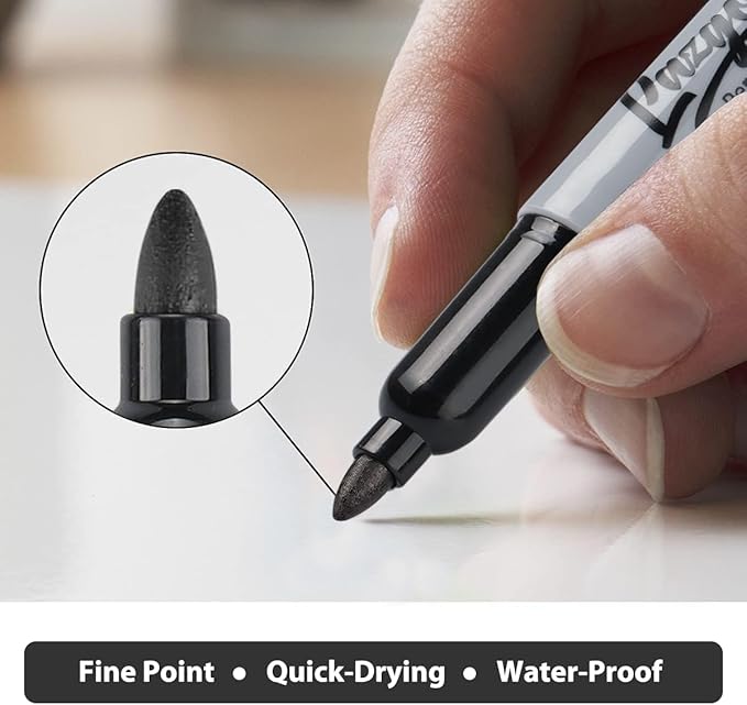 Permanent Markers Bulk, 240 Pack Fine Tip Black Permanent Markers, Waterproof Markers, Premium Smear Proof Pens, Quick Drying, Office Supplies for School, Office, Home