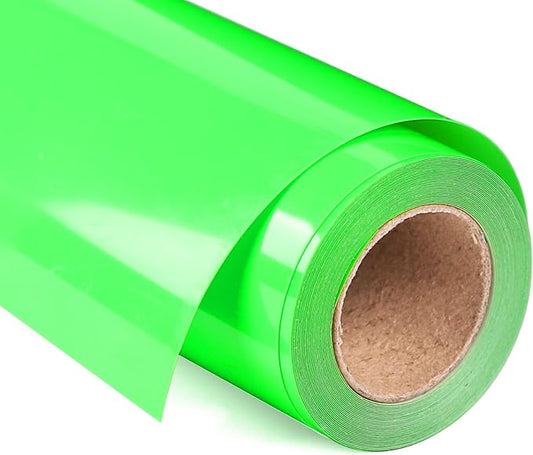 VINYL FROG Heat Transfer Vinyl Roll HTV Vinyl - 12" x12ft Neon Green Iron on Vinyl for T-Shirts, Heat Press Vinyl for DIY Craft Designs (Neon Green)