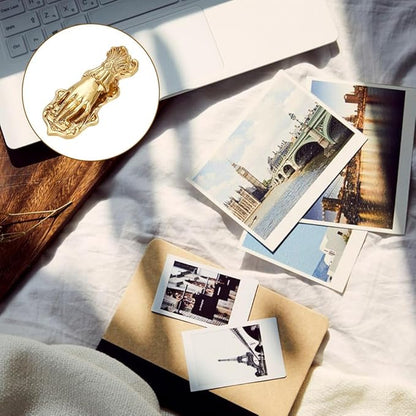 Lady's Hand Shaped Book Clip Vintage Gold Metal Bookholder Paper Page Holder Clip 3D Bookmarks Junk Journal Clip Traveler Scrapbook Kit Document Clip Stationery for Students Workbook