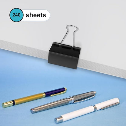 Ufmarine Extra Large Binder Clips Standard 2 inch Length, 1 inch Capacity, 40 Pcs Jumbo Binder Clips for Office