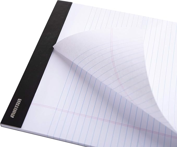 Mintra Office Legal Pads - ((BASIC WHITE 6pk, 8.5in x 11in, NARROW RULED)) - 50 Sheets per Notepad, Micro perforated Writing Pad, Notebook Paper for School, College, Office, Business