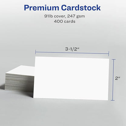Avery Clean Edge Printable Business Cards with Sure Feed Technology, 2" x 3.5", White, 400 Blank Cards for Laser Printers (5877)