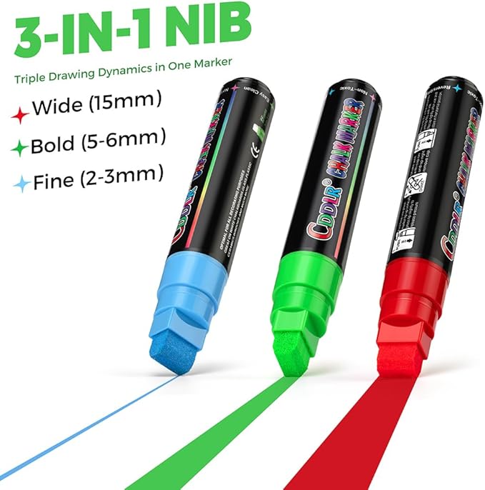 Window Chalk Markers for Cars Washable,Jumbo Liquid Chalk Marker with 8 Colors 10mm Thick Tips,Window Paint Markers for Auto,Glass,Blackboards,Bistro, Mirror, Poster, Business