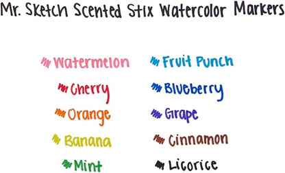 Mr. Sketch Scented Stix Markers, Fine Tip Marker, Assorted Colors, 10 Count