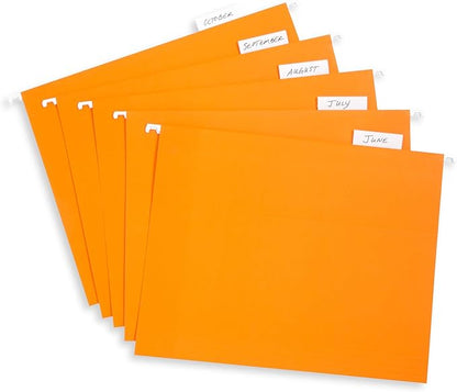 Blue Summit Supplies Hanging File Folders, 25 Reinforced Hang Folders, Designed for Home and Office Color Coded File Organization, Letter Size, Orange, 25 Pack