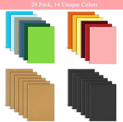 24 Pack Blank Books for Kids - 5.5"x 8.3", 60 Pages - Small Journals Bulk, Girls Notebooks for Drawing & Writing, Sketchbooks w/Colorful Soft Cover, Unlined Paper, A5 Travel Size