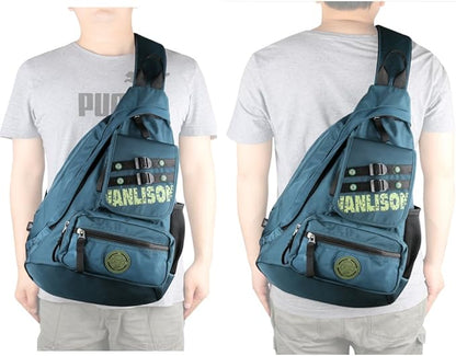 Larswon Sling Bag with USB Charging Port, Sling Backpack USB, Shoulder Backpack, Large Crossbody Bag, Chest Bag Large Dark Green