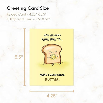 ALY LOU Anniversary Card for Her Him/Girlfriend Wife/Husband Boyfriend, Friendship Thank You Birthday Kawaii Greeting Card (Everything Butter)