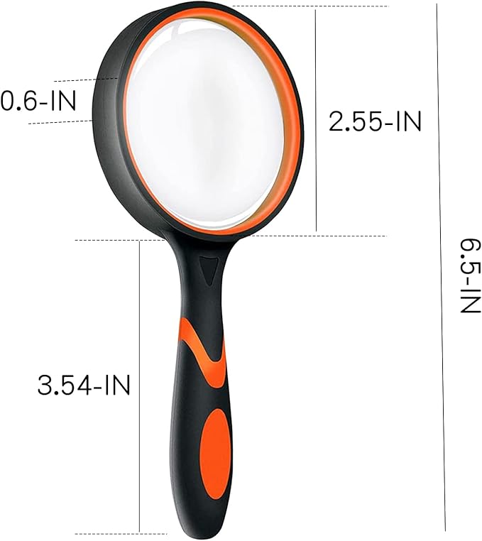 3 Pack Magnifying Glass for Kids, 10X 65mm Magnifying Glass with Non-Slip Rubber Handle, Suitable for Reading Newspapers,Insects,Suitable for Seniors and Kids