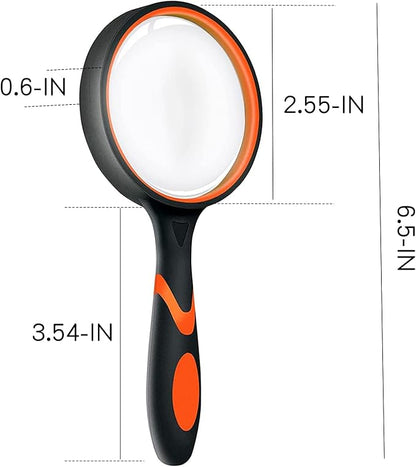 3 Pack Magnifying Glass for Kids, 10X 65mm Magnifying Glass with Non-Slip Rubber Handle, Suitable for Reading Newspapers,Insects,Suitable for Seniors and Kids
