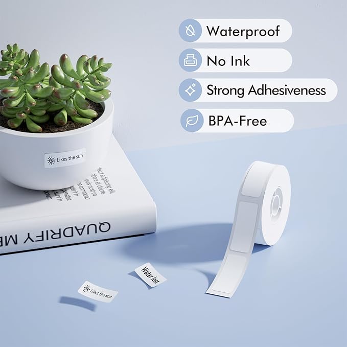 NIIMBOT Label Maker Tape for D11/D110/D101 Label Maker, 12 x 30 mm (0.47'' x 1.18'')-210 Tapes/Roll for Home Office Labeling Tape Replacement, White