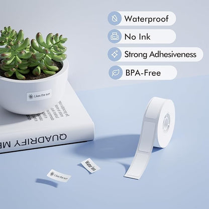 NIIMBOT Label Maker Tape for D11/D110/D101 Label Maker, 12 x 30 mm (0.47'' x 1.18'')-210 Tapes/Roll for Home Office Labeling Tape Replacement, White