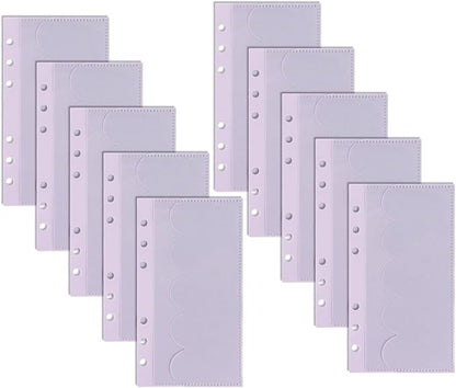 A6 Binder Pockets with No Zipper, Koqye Blue 10 Pcs Plastic Zipless Budget Envelopes, Two Pockets Frosted Cash Envelopes Money Bag for Budgeting, Cash Stuffing (Purple Petals-2set)