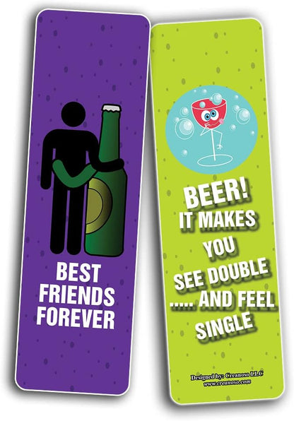 Creanoso Funny Beer Friends Bookmarks (5-Sets X 6 Cards) – Daily Inspirational Card Set – Interesting Book Page Clippers – Great Gifts for Adults and Professionals
